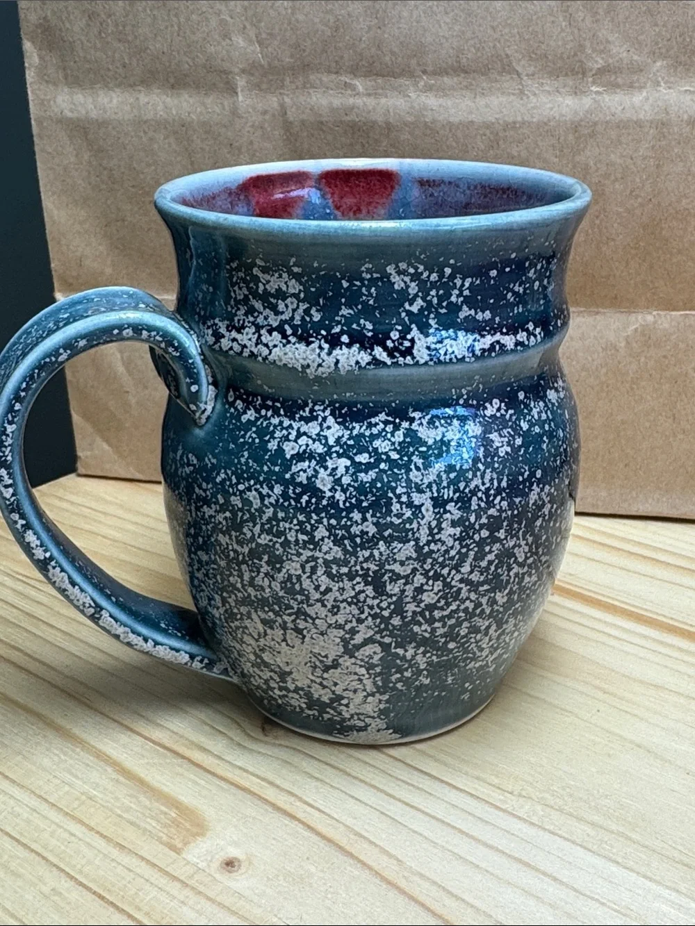 Speckled Blue Ceramic Coffee Mug with Comfortable Handle